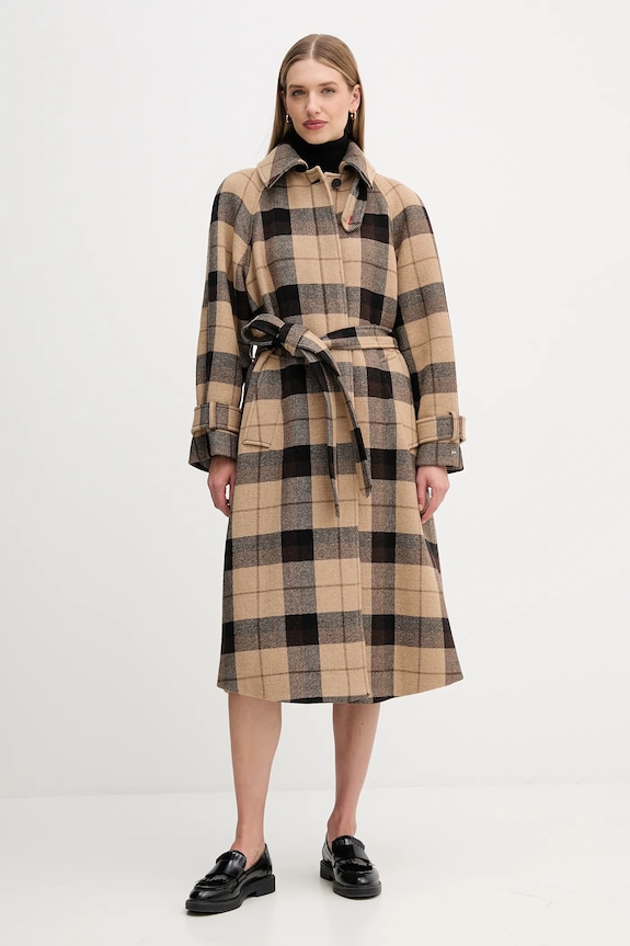 Tommy Hilfiger haină cu lână WW0WW46870 bej AW25