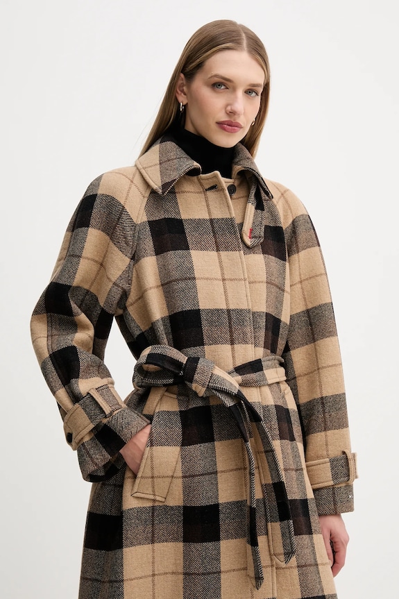 Tommy Hilfiger haină cu lână bej WW0WW46870