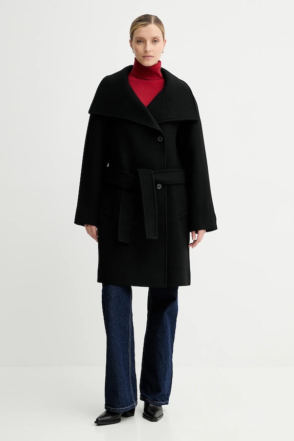 Vuneni kaput Calvin Klein LV044D557G crna AW25
