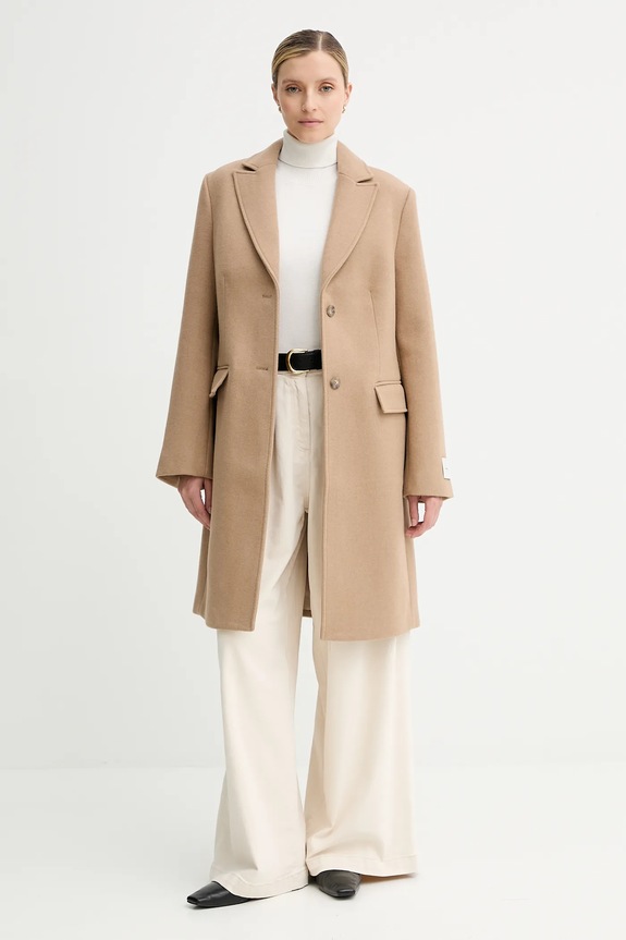 Vuneni kaput Calvin Klein bez tople podstave bež LV044D558G