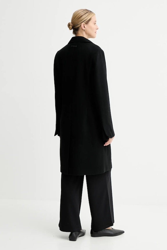 Odzież Calvin Klein płaszcz z wełną LV044D558G czarny