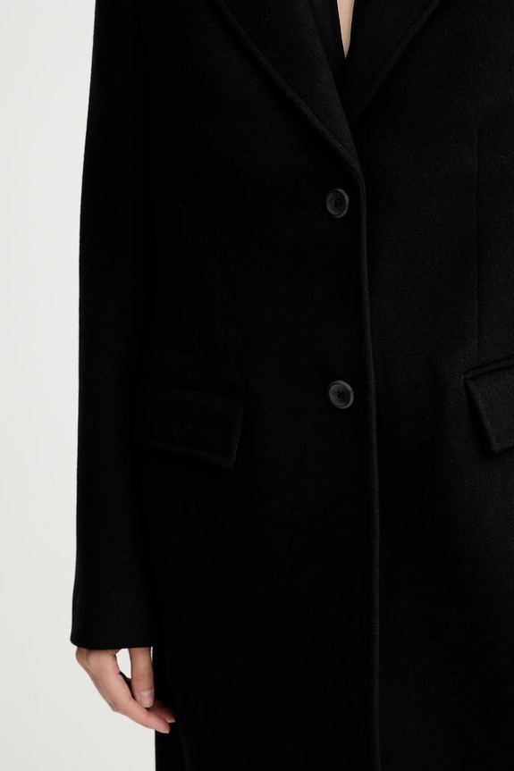 Calvin Klein płaszcz z wełną LV044D558G czarny
