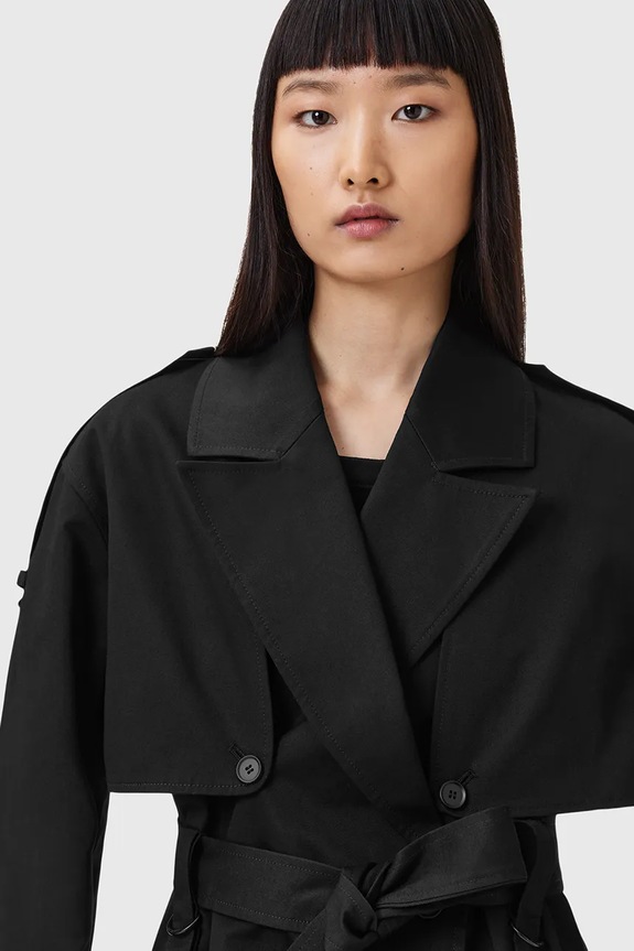 Bavlnený trenčkot AllSaints CADENCE W004OD čierna AW25