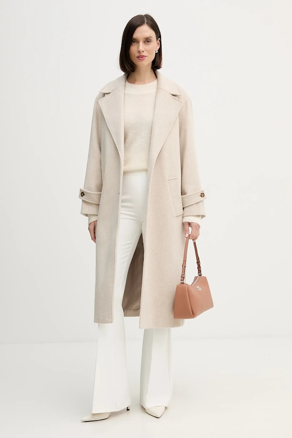 Pedro del Hierro płaszcz z dodatkiem wełny 7522239 beżowy AW25