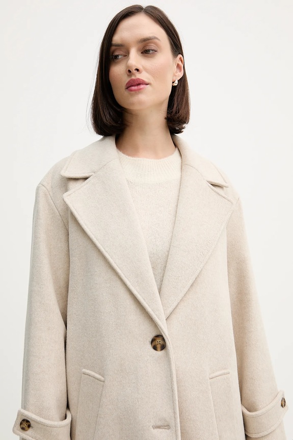 Pedro del Hierro płaszcz z dodatkiem wełny 7522239 beżowy