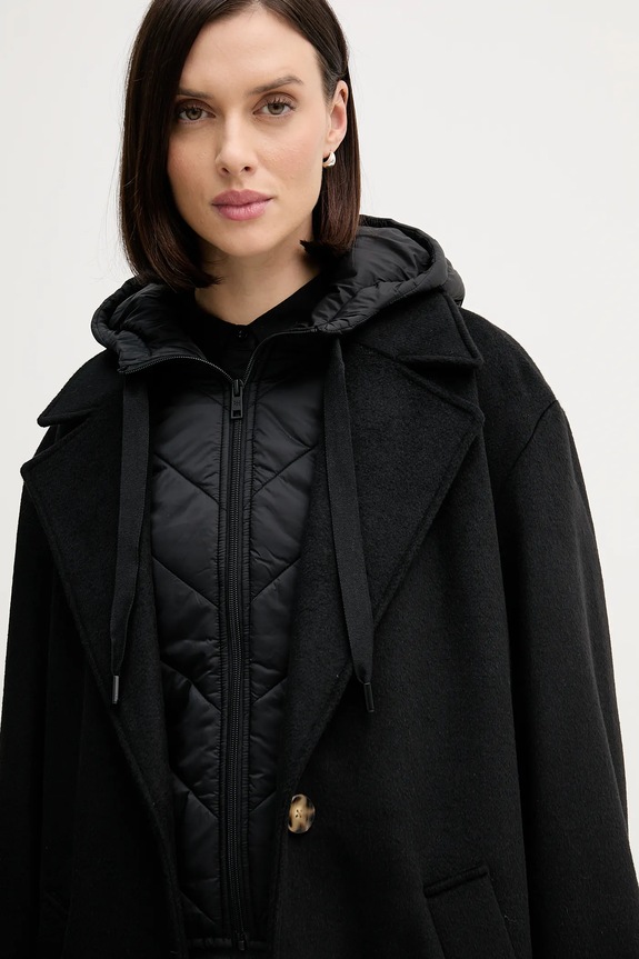 Pedro del Hierro płaszcz z dodatkiem wełny 7522239 czarny