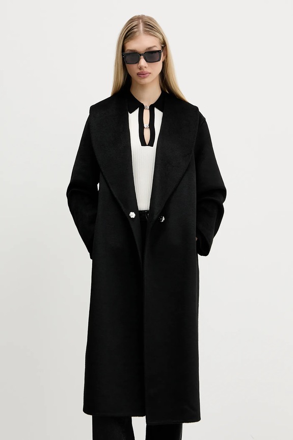 Vlnený kabát HUGO Mecami-1_DF 50546753 čierna AW25