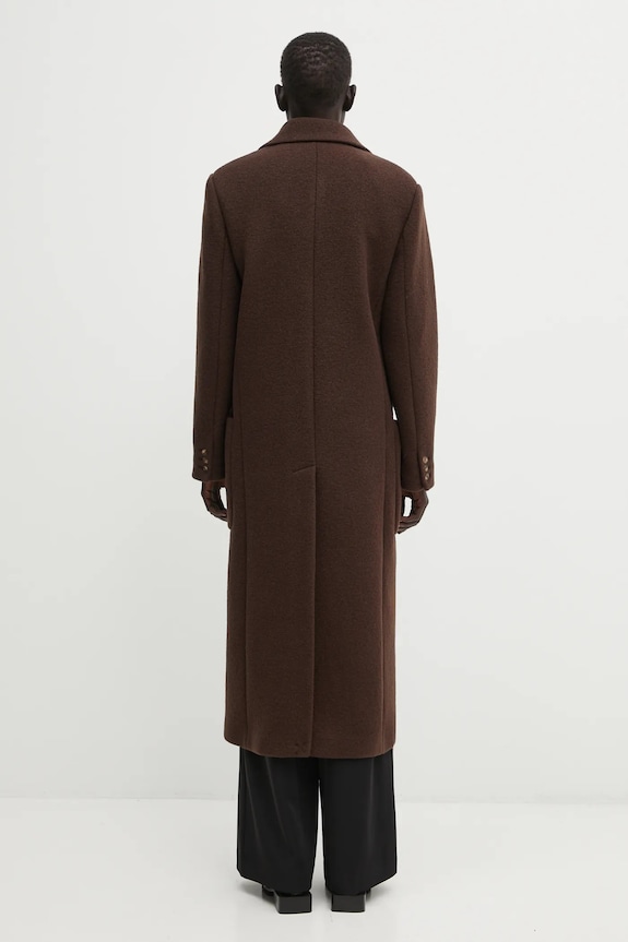 Lacoste płaszcz wełniany BF5306 brązowy AW25