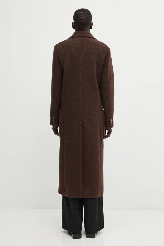 Lacoste płaszcz wełniany BF5306 brązowy AW25