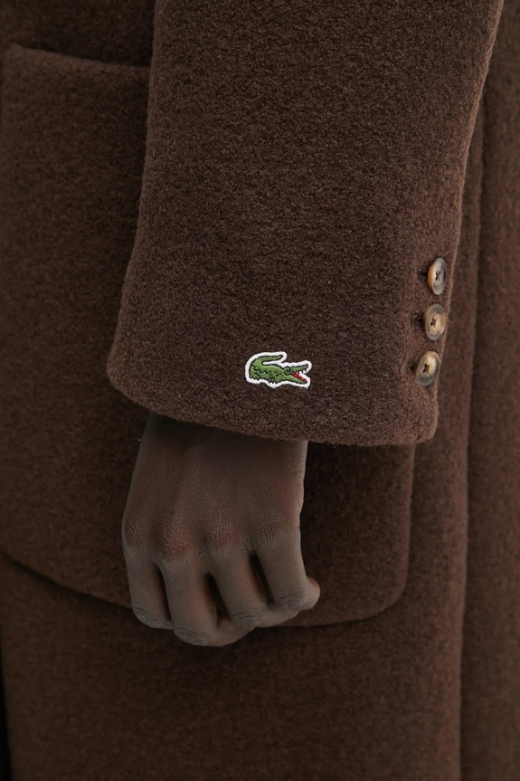 Lacoste płaszcz wełniany brązowy BF5306
