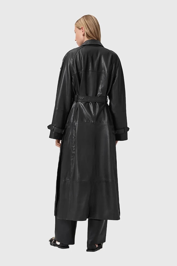 Кожаный плащ AllSaints REED чёрный W004LD