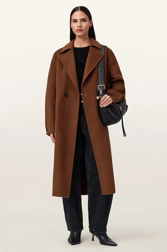 AllSaints płaszcz z dodatkiem wełny SELLMA W019OD