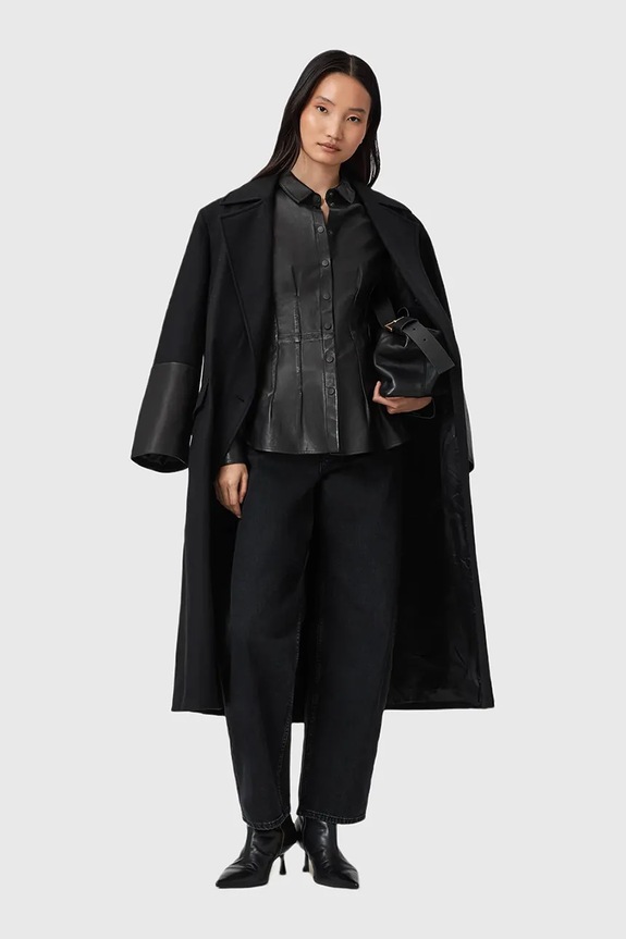 Пальто с добавлением шерсти AllSaints SELLMA чёрный W020OD