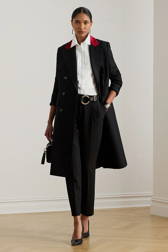 Μάλλινο παλτό Lauren Ralph Lauren μαλλί μαύρο 200979935