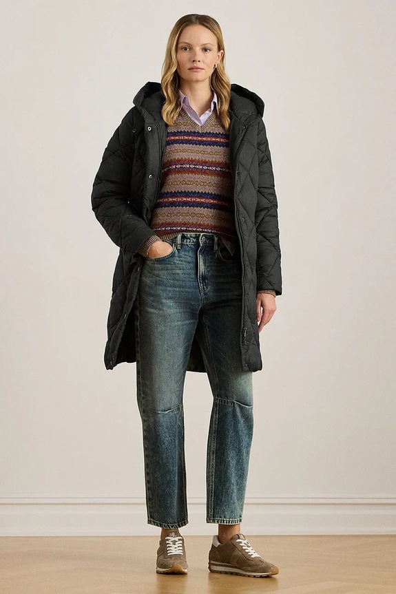 Куртка Lauren Ralph Lauren з капюшоном чорний 297P04087