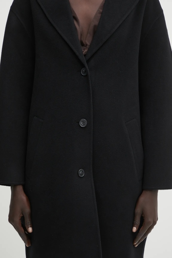 Вовняне пальто Maison Kitsuné Doubleface чорний PW02211WQ4067