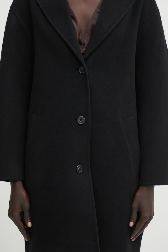 Вовняне пальто Maison Kitsuné Doubleface чорний PW02211WQ4067