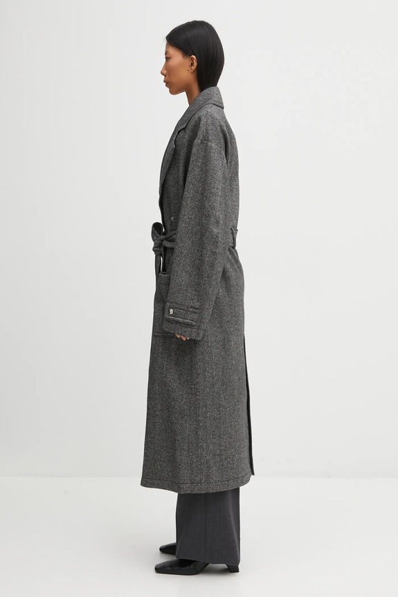 Fiorucci cappotto con lana Herringbone Maxi W25FWOCO001PL01GY01 nero AW25