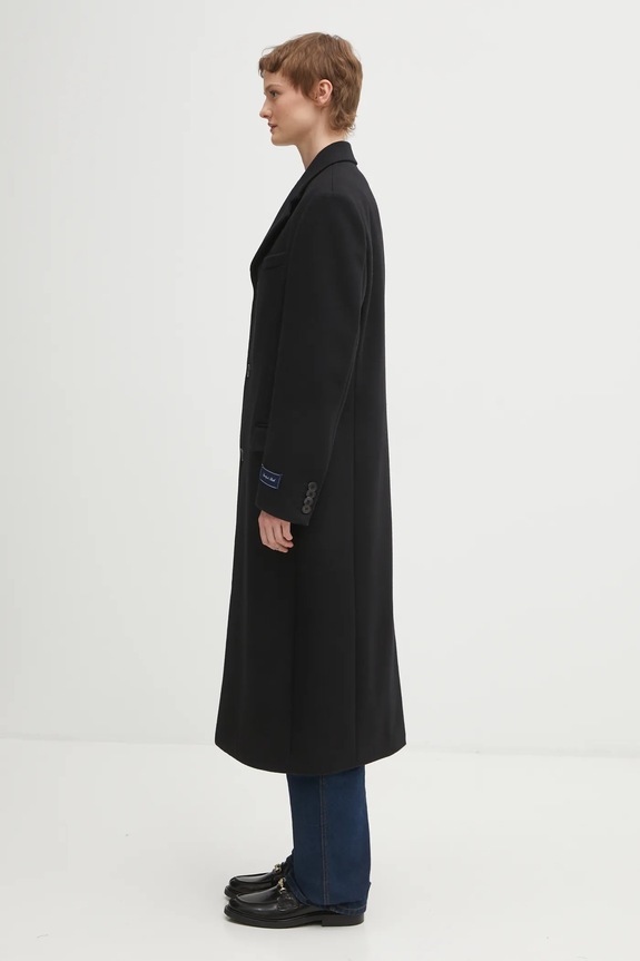 Sporty & Rich coat with wool Signature Logo Structured Wool OW05064326BA01 black AW25