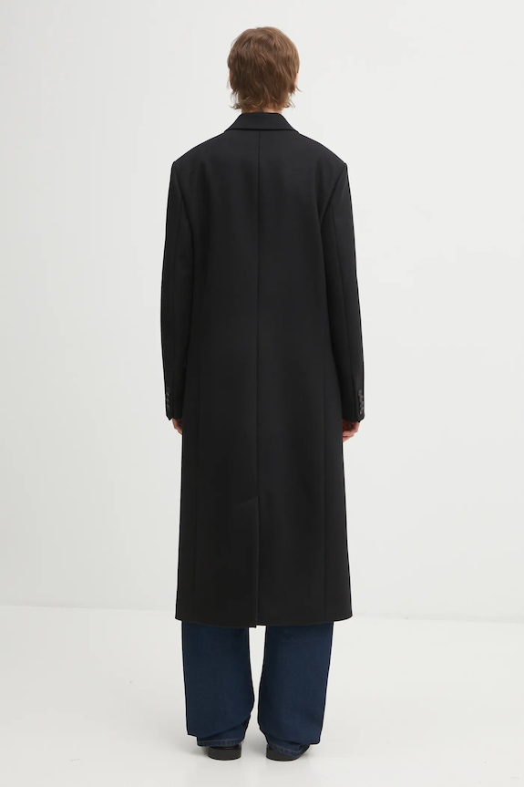 Clothing Sporty & Rich coat with wool Signature Logo Structured Wool OW05064326BA01 black