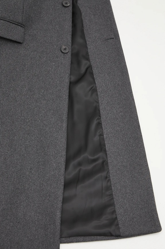 Пальто с добавлением шерсти Sporty & Rich Signature Logo Structured Wool OW05064326GY11 серый