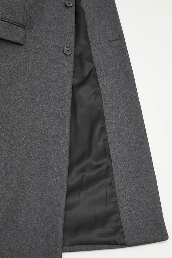 Пальто с добавлением шерсти Sporty & Rich Signature Logo Structured Wool OW05064326GY11 серый