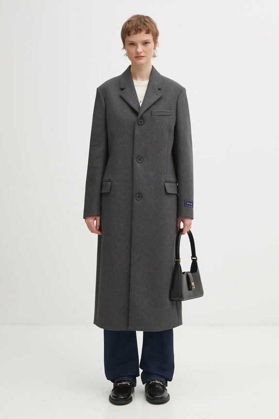 Пальто с добавлением шерсти Sporty & Rich Signature Logo Structured Wool OW05064326GY11