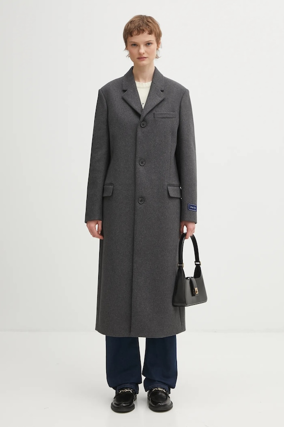 Пальто с добавлением шерсти Sporty & Rich Signature Logo Structured Wool OW05064326GY11