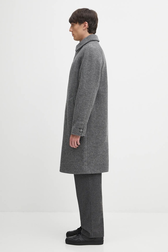 Vlnený kabát A.P.C. manteau gaston WVBEH.H01516 sivá AW25