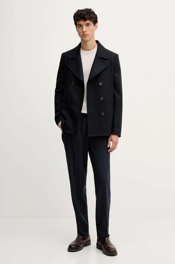 PS Paul Smith cappotto con lana M2R.597T.T21059 blu navy AW25