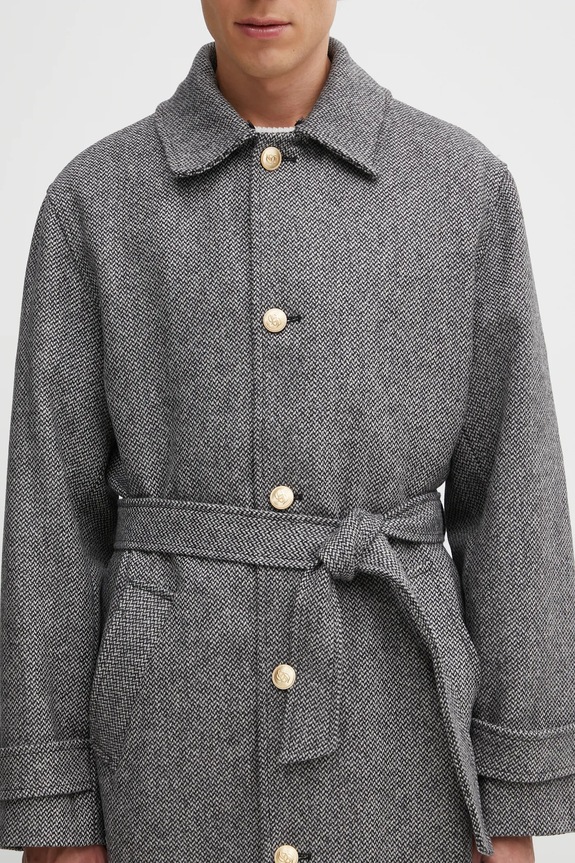 Вовняне пальто Drôle de Monsieur Le Manteau Tweed сірий I.CT147.WV014