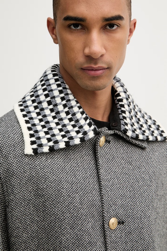 Vlnený kabát Drôle de Monsieur Le Manteau Tweed I.CT147.WV014 sivá