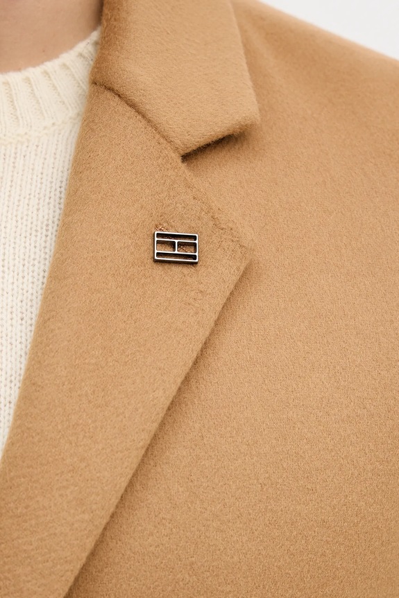 Kabát s vlnou Tommy Hilfiger MW0MW40768 hnědá