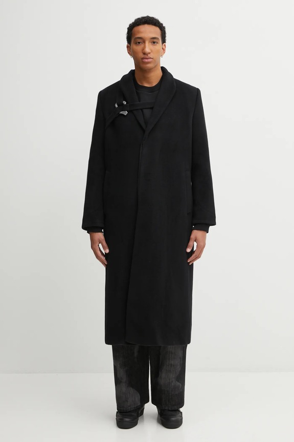Μάλλινο παλτό Heliot Emil χωρίς μόνωση μαύρο AW25.M.01.013.BLK01