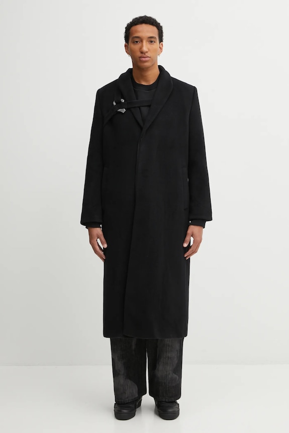 Μάλλινο παλτό Heliot Emil χωρίς μόνωση μαύρο AW25.M.01.013.BLK01