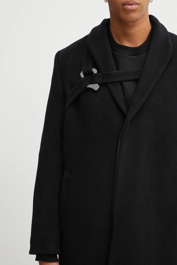 Heliot Emil płaszcz wełniany czarny AW25.M.01.013.BLK01