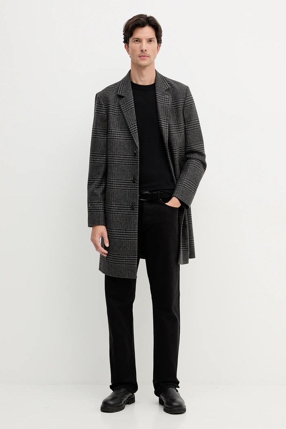 Tommy Hilfiger płaszcz z dodatkiem wełny MW0MW40769 czarny AW25