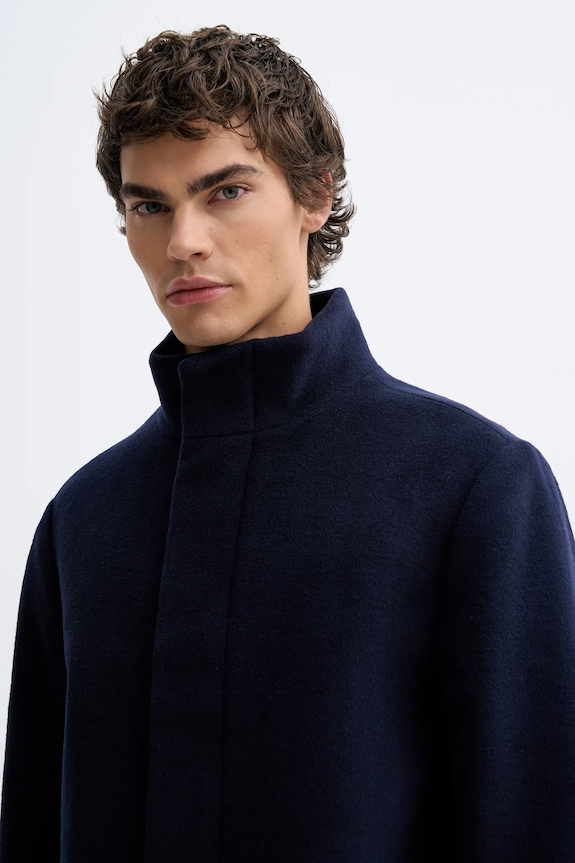 Odzież Calvin Klein płaszcz z dodatkiem wełny LV04LD457G granatowy
