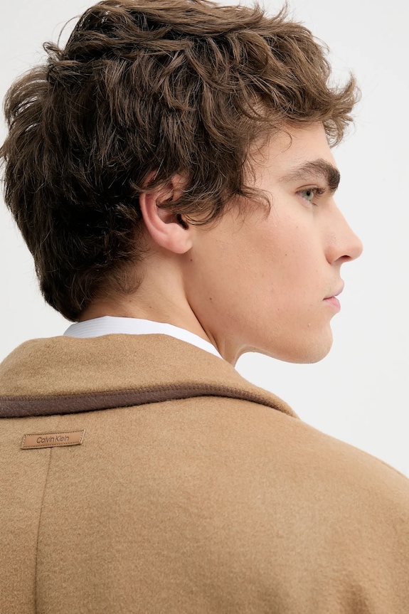 Calvin Klein baba gyapjúkeverék pulóver LV04LD900G barna