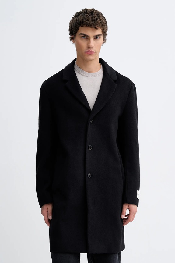 Kabát s prímesou vlny Calvin Klein oversize čierna LV04LD900G