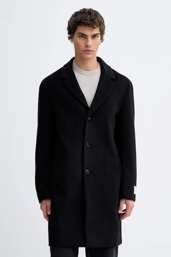 Kabát s prímesou vlny Calvin Klein oversize čierna LV04LD900G