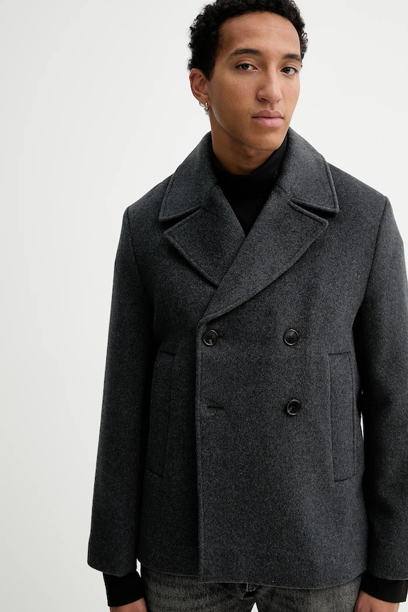 Kabát s prímesou vlny Calvin Klein sivá LV04LD472G