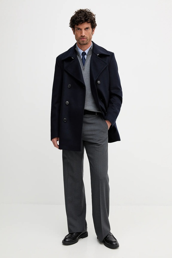 BOSS cappotto con aggiunta di cachemire H-Hyde-Pcoat-254 50551081 blu navy AW25