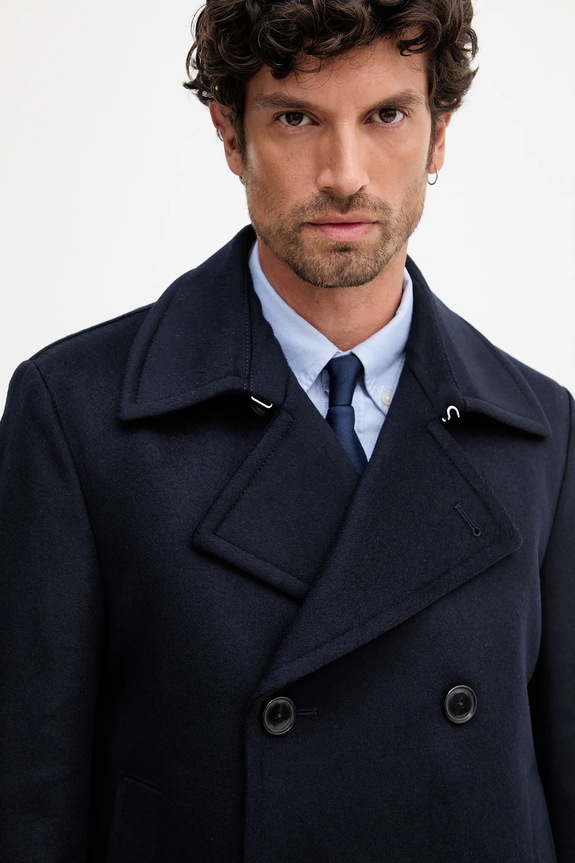 BOSS cappotto con aggiunta di cachemire H-Hyde-Pcoat-254 blu navy 50551081