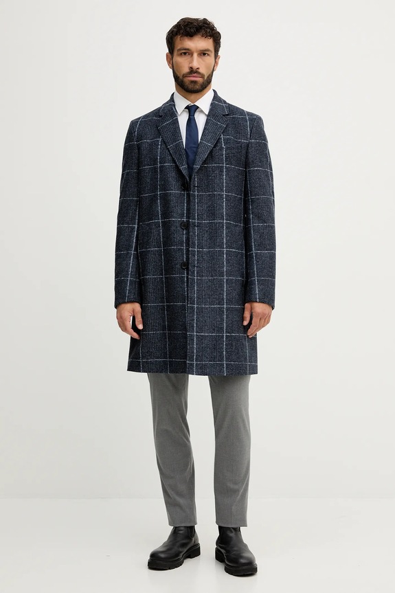 Vlnený kabát BOSS H-Hyde-J-254 50551092 tmavomodrá AW25