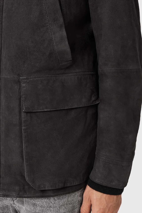 AllSaints kurtka zamszowy BOLTON M003LD czarny AW25