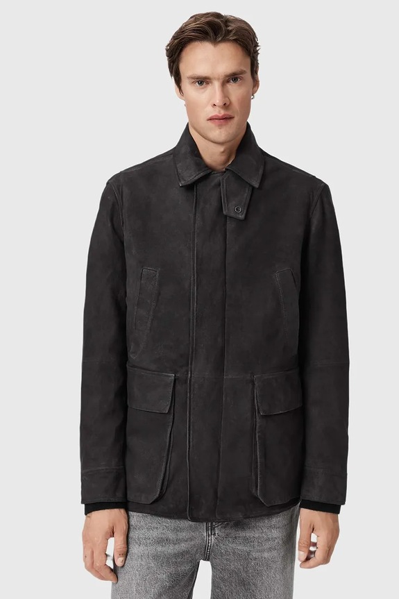 AllSaints kurtka zamszowy BOLTON czarny M003LD