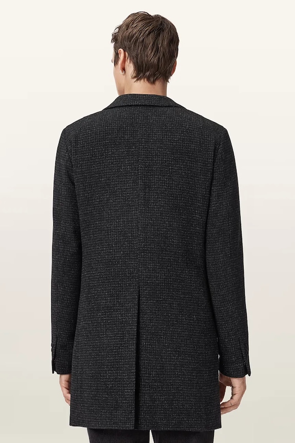 AllSaints płaszcz z dodatkiem wełny CASPIAN M023OD czarny AW25