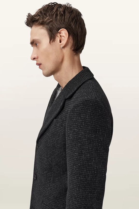 AllSaints płaszcz z dodatkiem wełny CASPIAN M023OD czarny