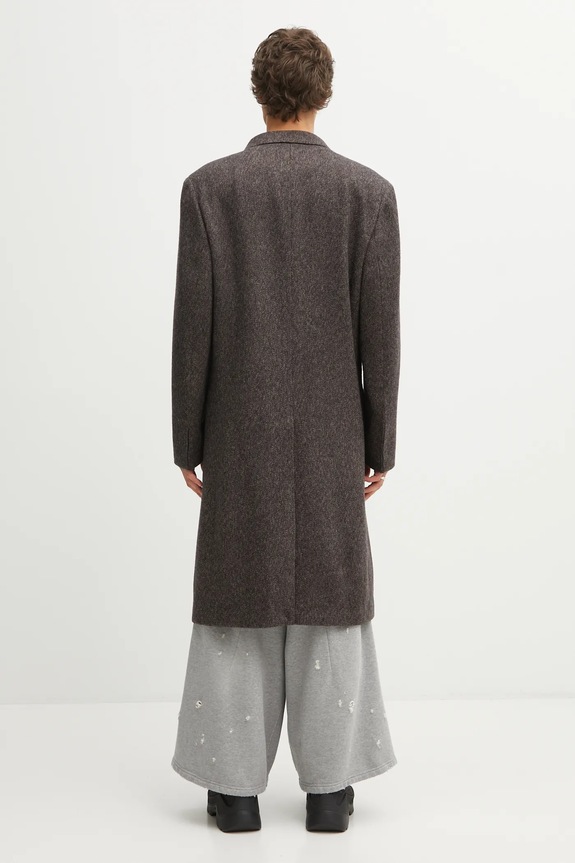 Odzież Wales Bonner płaszcz wełniany Mayfair Coat MA25CO09.WO02.903 brązowy
